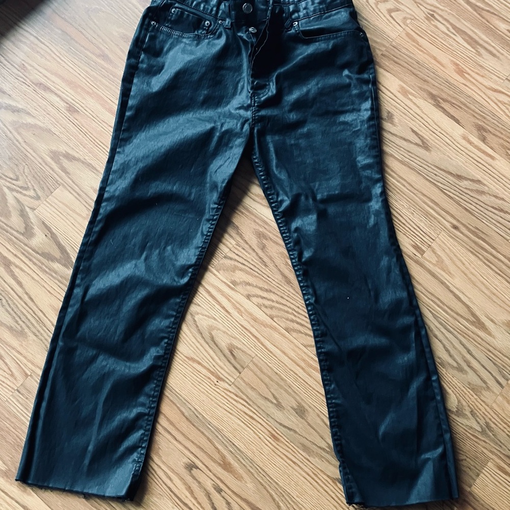 Zara Black Coated cropped Jeans. Size 10